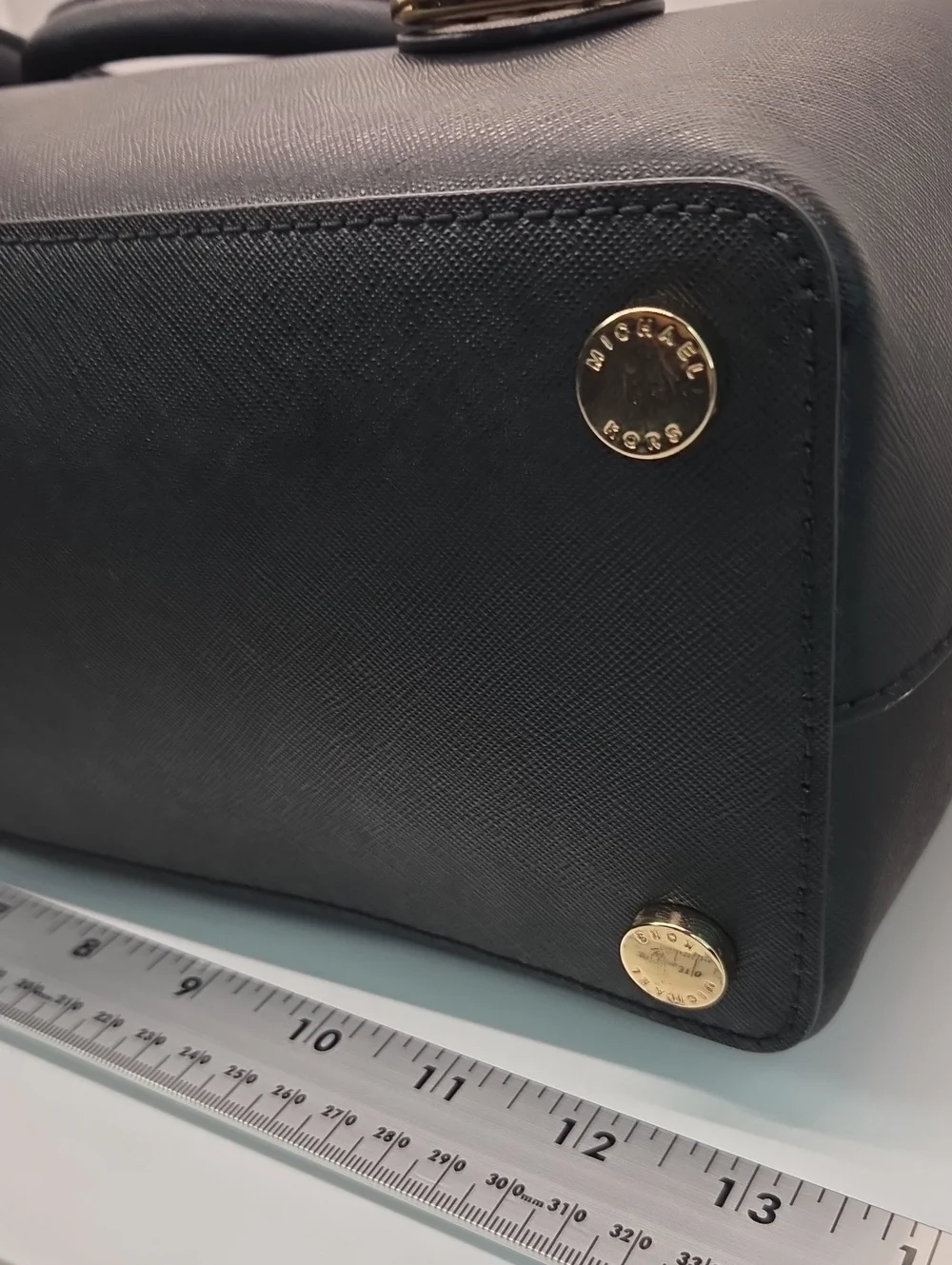 Michael Kors Savannah Large Black Saffiano Satchel with Gold Hardware